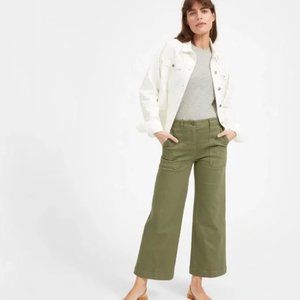 Everlane The Wide Leg Crop Utility Pants in Olive Green Size 10